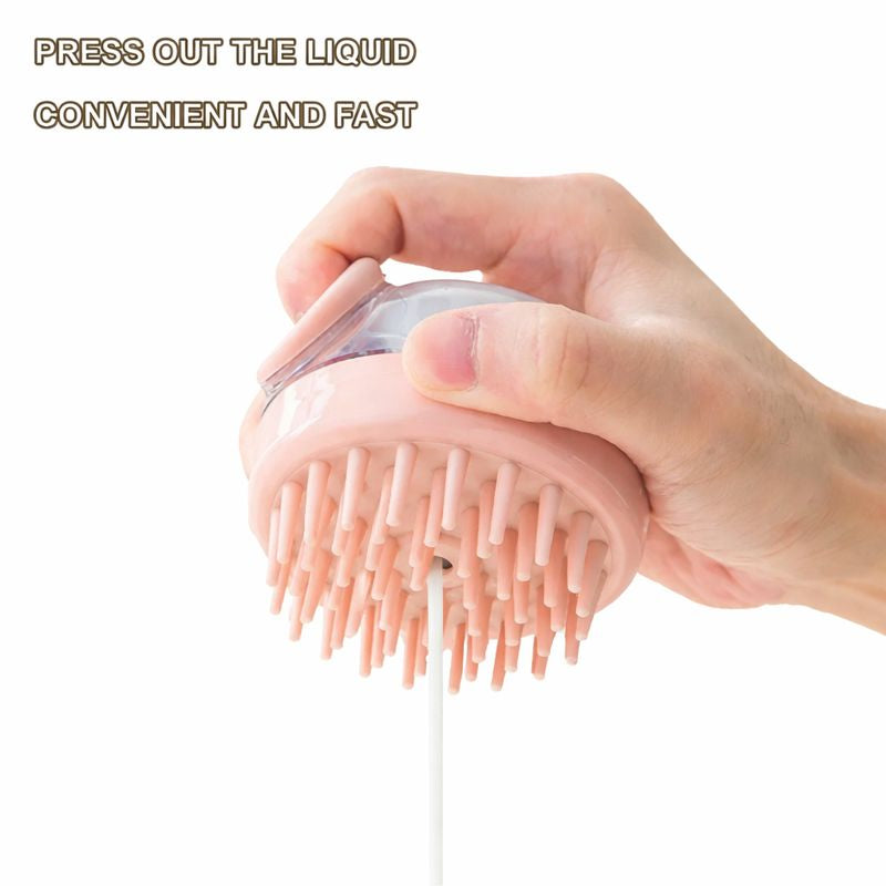 Pet Bath Brush Soft Silicone with Shampoo Dispenser for Grooming and Cleaning Hair