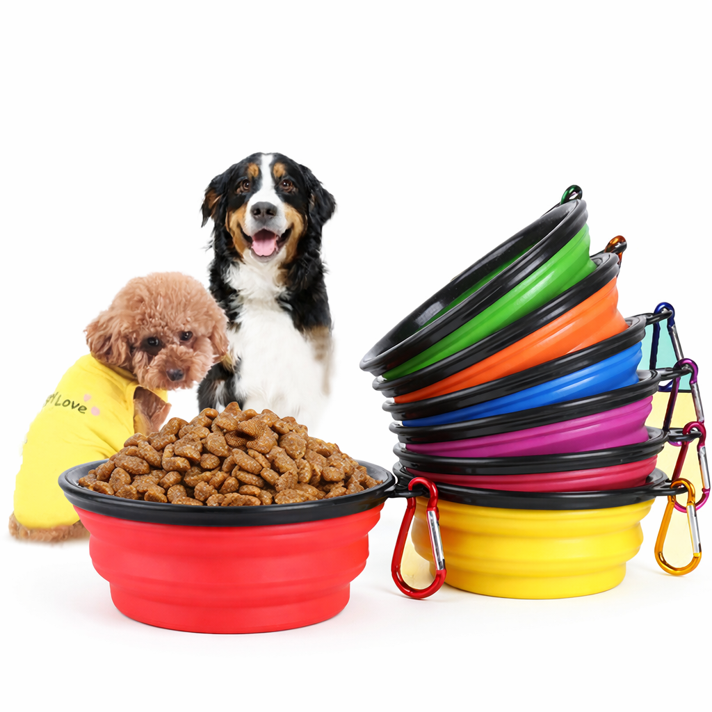 Portable Travel Pet Bowl Slow Feeder, Collapsible Dog Bowl, Foldable Expandable Cup Dish for Pet Cat Food Water Feeding
