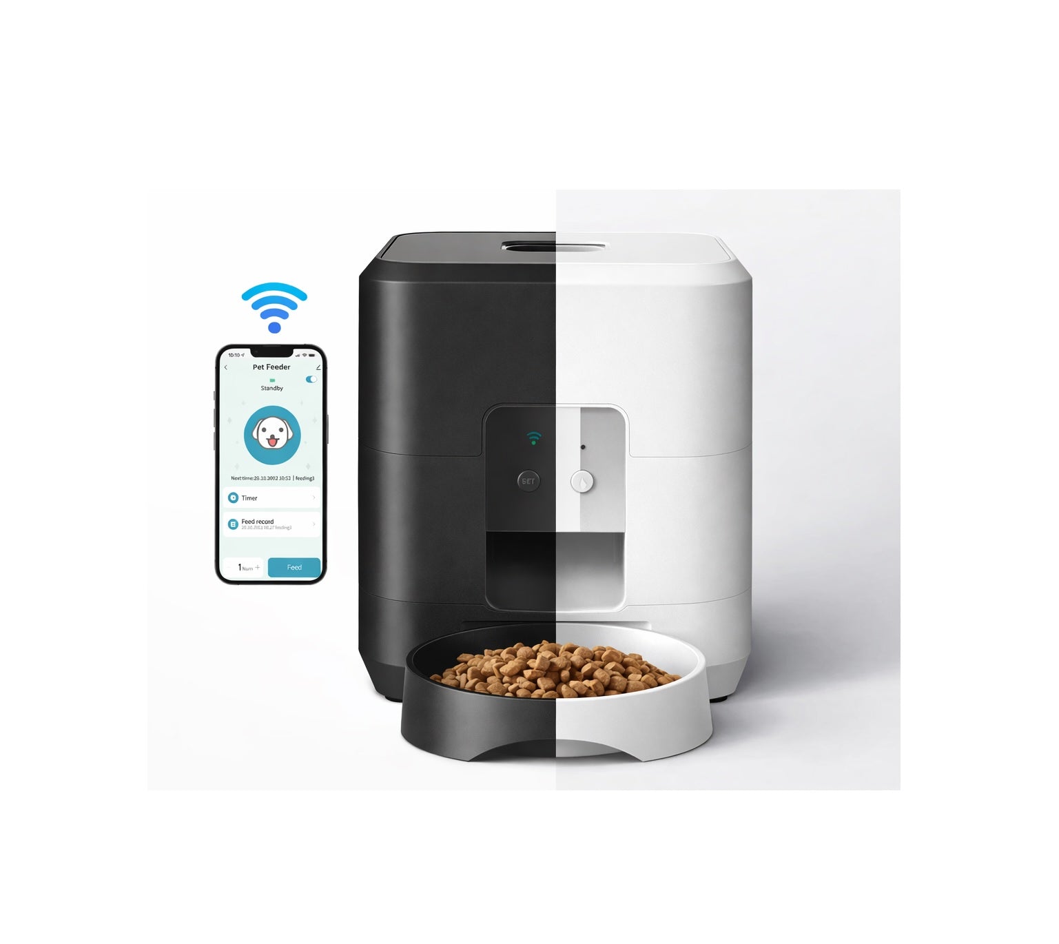 Automatic Cat Feeder, 5G WiFi Automatic Dog / Cat Food Dispenser with Freshness Preservation, Timed Pet Feeder with Low Food Sensor, Up to 10 Meals Per Day