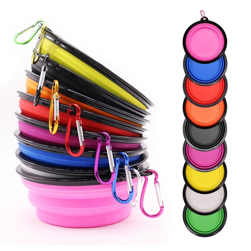 Portable Travel Pet Bowl Slow Feeder, Collapsible Dog Bowl, Foldable Expandable Cup Dish for Pet Cat Food Water Feeding