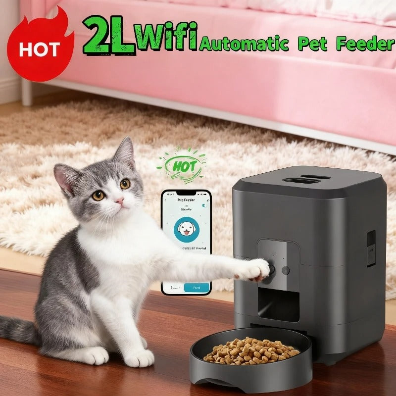 Automatic Cat Feeder, 5G WiFi Automatic Dog / Cat Food Dispenser with Freshness Preservation, Timed Pet Feeder with Low Food Sensor, Up to 10 Meals Per Day