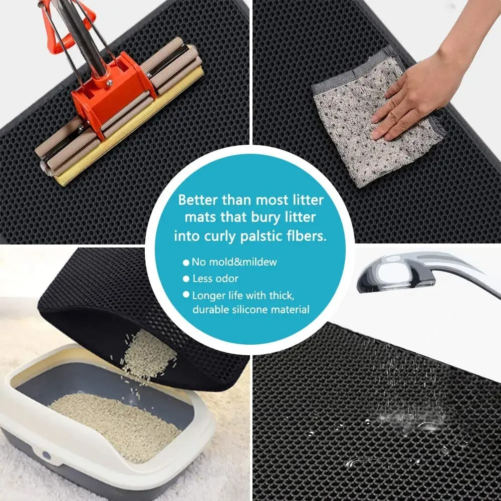 Cat / Dog Litter Mat, Double Layer Waterproof Mat, Non-Slip Sand Pad, Washable