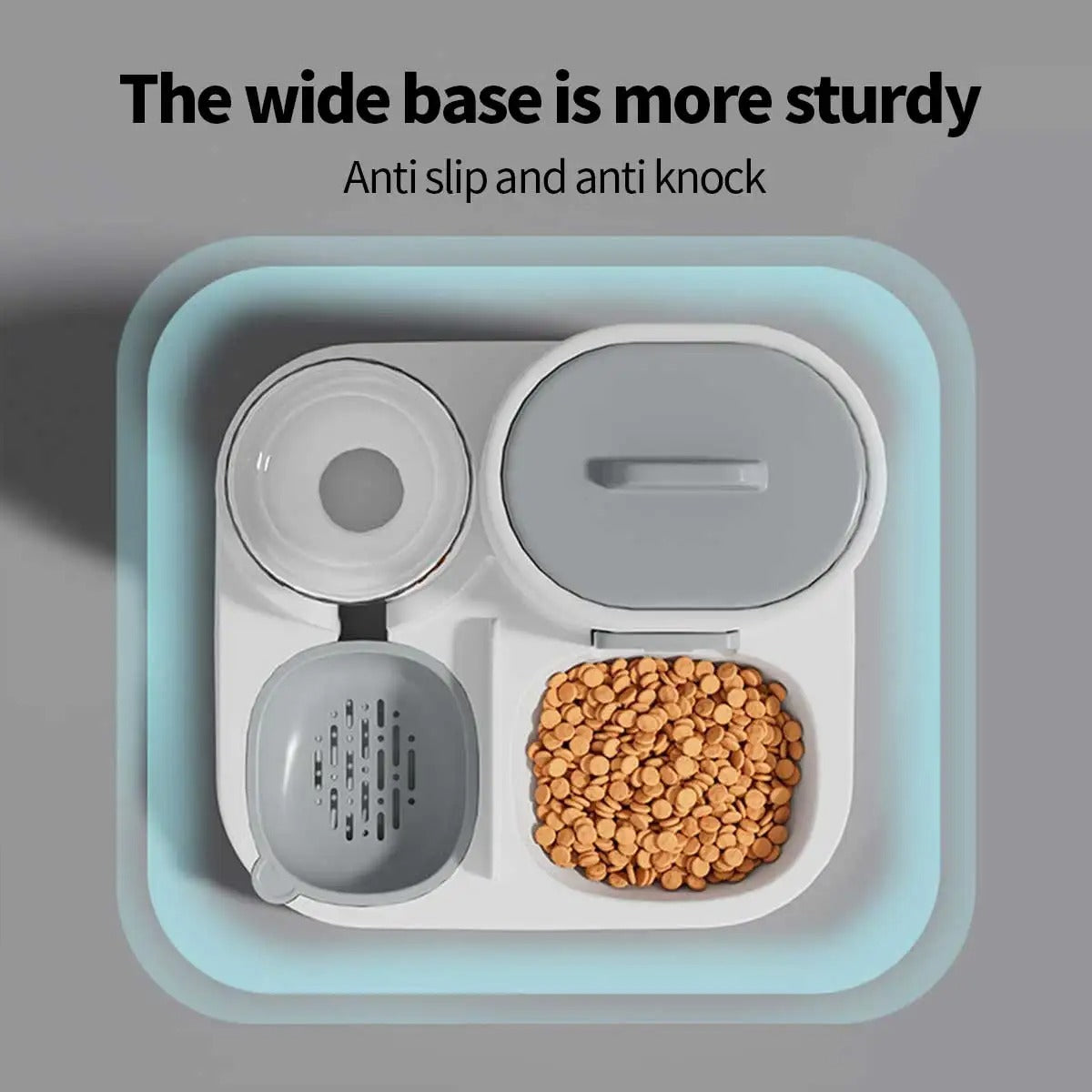 Automatic Dog Cat Feeder and Water Dispenser Combo, Large Capacity Pet Food and Water Station with Integrated Bowl for Multiple Pets