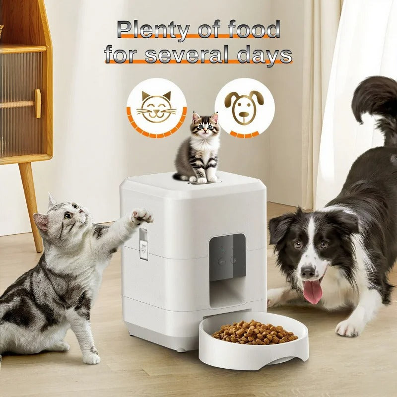 Automatic Cat Feeder, 5G WiFi Automatic Dog / Cat Food Dispenser with Freshness Preservation, Timed Pet Feeder with Low Food Sensor, Up to 10 Meals Per Day