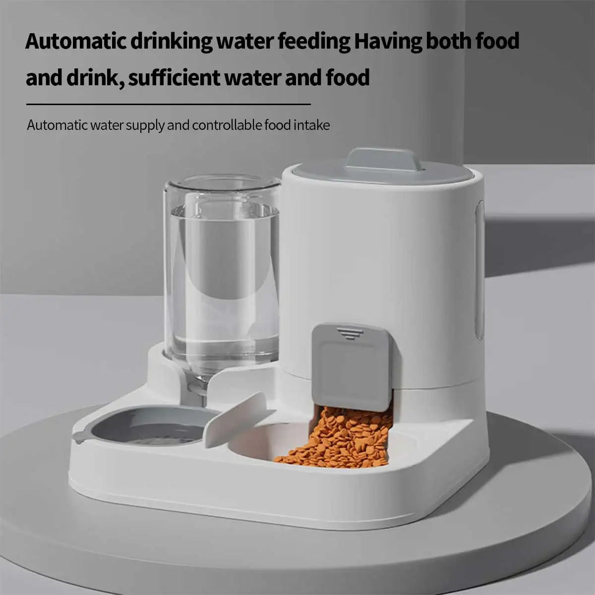 Automatic Dog Cat Feeder and Water Dispenser Combo, Large Capacity Pet Food and Water Station with Integrated Bowl for Multiple Pets