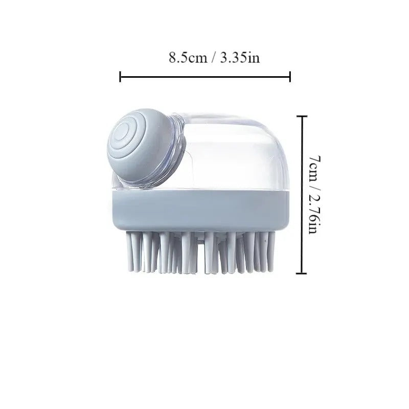 Pet Bath Brush Soft Silicone with Shampoo Dispenser for Grooming and Cleaning Hair