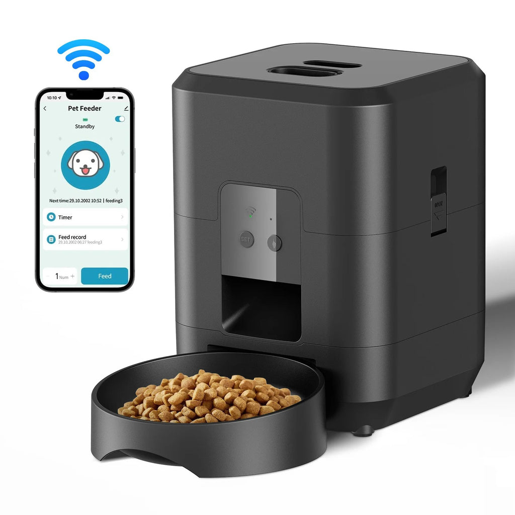 Automatic Cat Feeder, 5G WiFi Automatic Dog / Cat Food Dispenser with Freshness Preservation, Timed Pet Feeder with Low Food Sensor, Up to 10 Meals Per Day