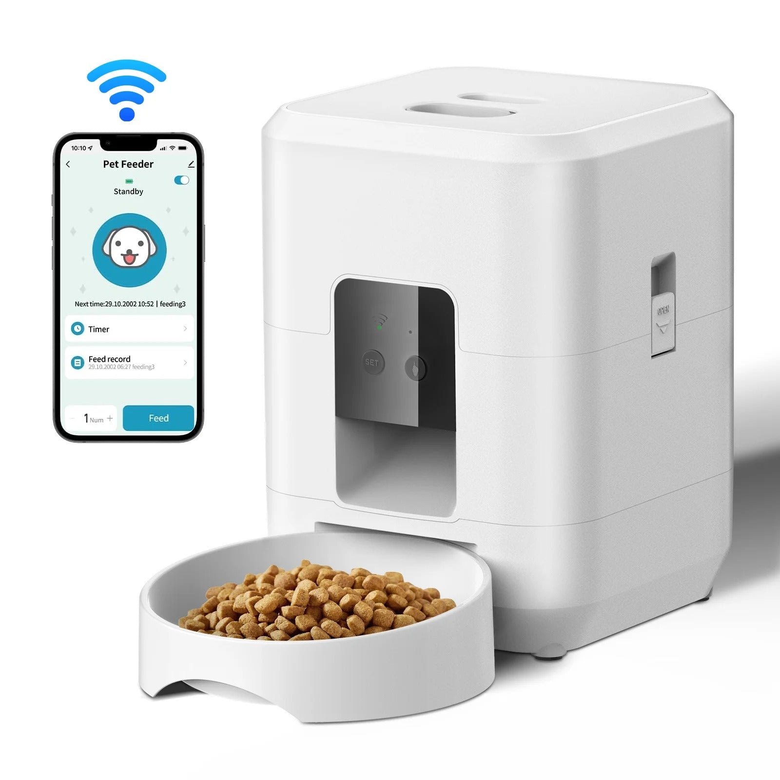 Automatic Cat Feeder, 5G WiFi Automatic Dog / Cat Food Dispenser with Freshness Preservation, Timed Pet Feeder with Low Food Sensor, Up to 10 Meals Per Day