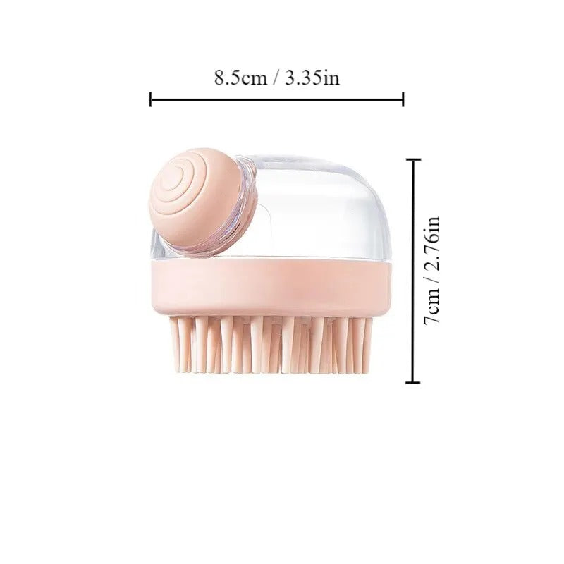 Pet Bath Brush Soft Silicone with Shampoo Dispenser for Grooming and Cleaning Hair